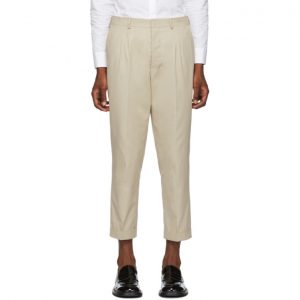 AMI Alexandre Mattiussi Beige Pleated Carrot Pants AMI Alexandre Mattiussi Beige Pleated Carrot Pants