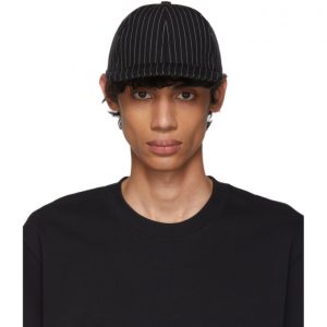 AMI Alexandre Mattiussi Black and White Stripe Cap AMI Alexandre Mattiussi Black and White Stripe Cap