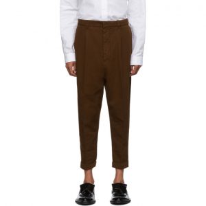AMI Alexandre Mattiussi Brown Oversized Carrot Fit Trousers AMI Alexandre Mattiussi Brown Oversized Carrot Fit Trousers