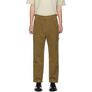 AMI Alexandre Mattiussi Tan Worker Straight-Fit Trousers AMI Alexandre Mattiussi Tan Worker Straight-Fit Trousers