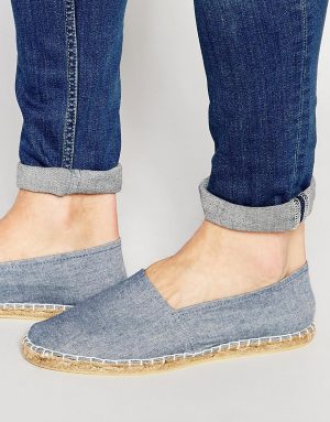 ASOS Canvas Espadrilles in Blue Chambray - Blue ASOS Canvas Espadrilles in Blue Chambray - Blue