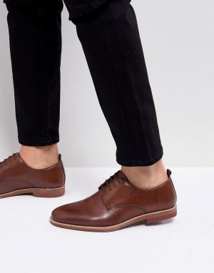 ASOS DESIGN casual lace up shoes in tan leather with contrast sole - Tan ASOS DESIGN casual lace up shoes in tan leather with contrast sole - Tan