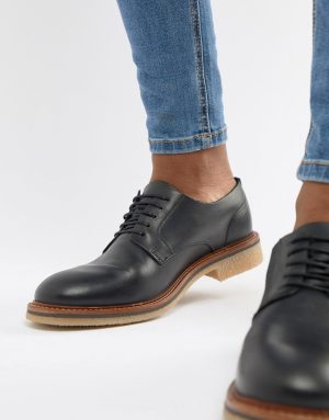 ASOS DESIGN lace up shoes in black leather with natural sole - Black ASOS DESIGN lace up shoes in black leather with natural sole - Black
