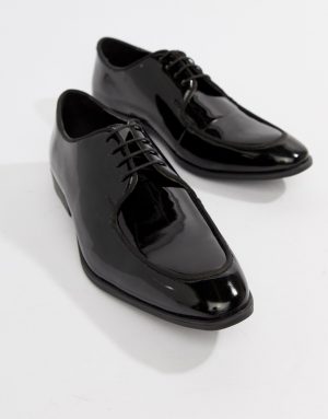 ASOS DESIGN lace up shoes in black patent faux leather - Black ASOS DESIGN lace up shoes in black patent faux leather - Black