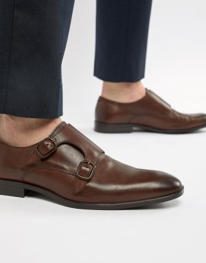 ASOS DESIGN monk shoes in brown leather - Brown ASOS DESIGN monk shoes in brown leather - Brown