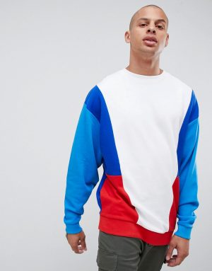 ASOS DESIGN oversized sweatshirt with color blocking - Blue ASOS DESIGN oversized sweatshirt with color blocking - Blue