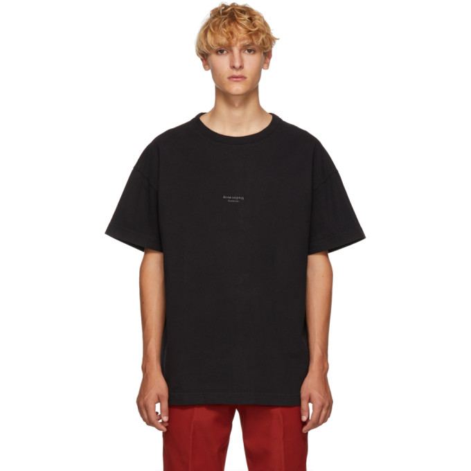 Acne Studios Black Distressed Logo T-Shirt | The Fashionisto