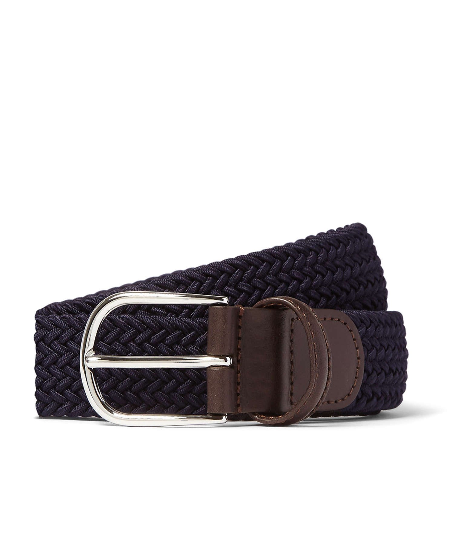 Anderson’s Leather Stretch Woven Belt in Navy | The Fashionisto