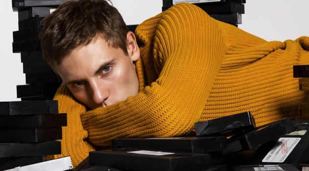 Anton, Dung, Enoch & Nicolas in 'The BOSS Tapes' Embracing a pop of color, Anton wears a ribbed sweater from BOSS.