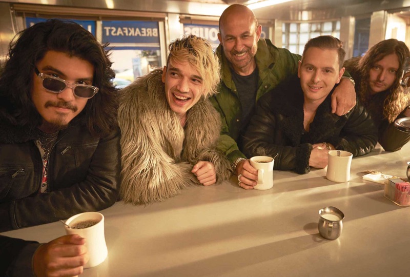 Designer John Varvatos poses with Badflower.