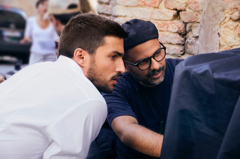 Italian influencer Mariano Di Vaio and photographer Mariano Vivanco behind the scenes of the K by Dolce & Gabbana campaign.