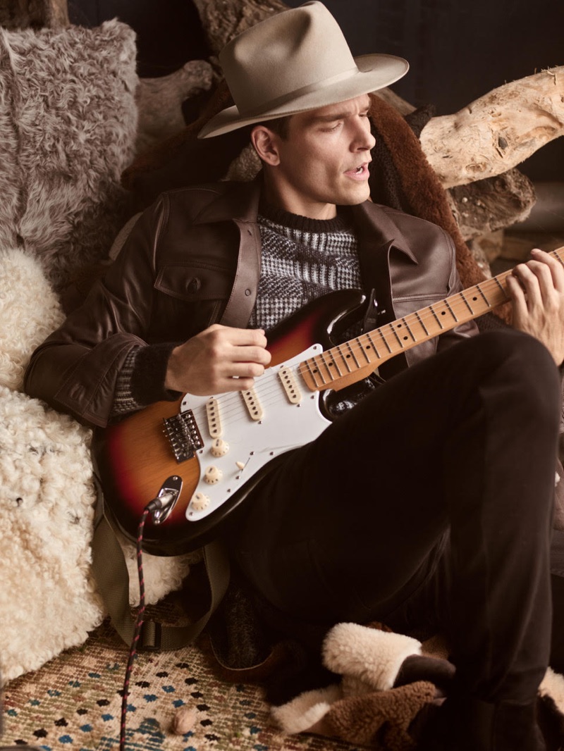 Playing the guitar, Alexandre Cunha stars in Beymen Club's fall-winter 2019 campaign.