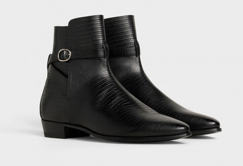 Celine Jodhpur Leather Lizard Stamped Boots