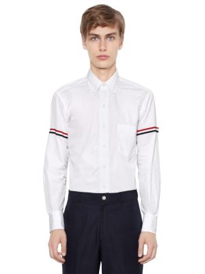 Cotton Poplin Shirt W/ Striped Arm Bands Cotton Poplin Shirt W/ Striped Arm Bands