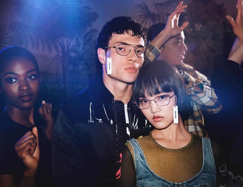 Models Luka Isaac and Haowen Pan star in Diesel's fall-winter 2019 eyewear campaign.