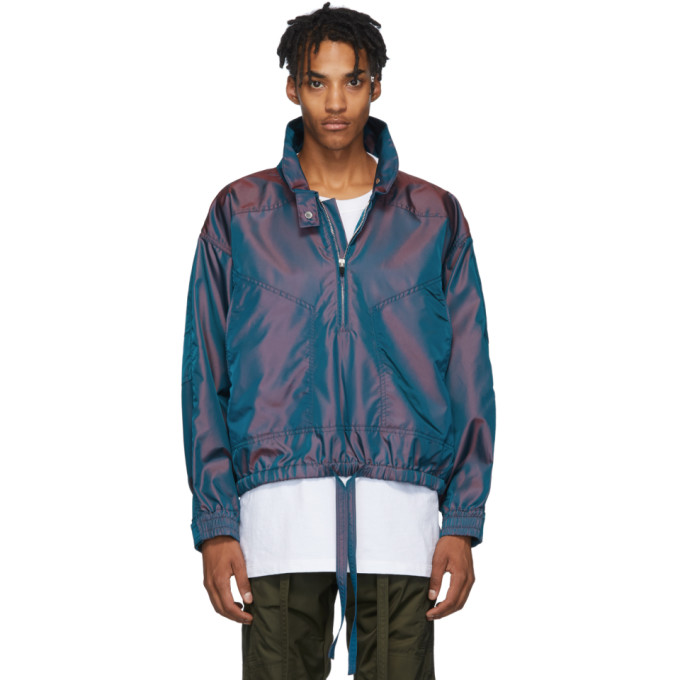 Fear of God Burgundy and Blue Iridescent Track Jacket | The Fashionisto