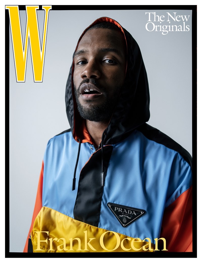 Frank Ocean covers W magazine in a Prada windbreaker jacket.