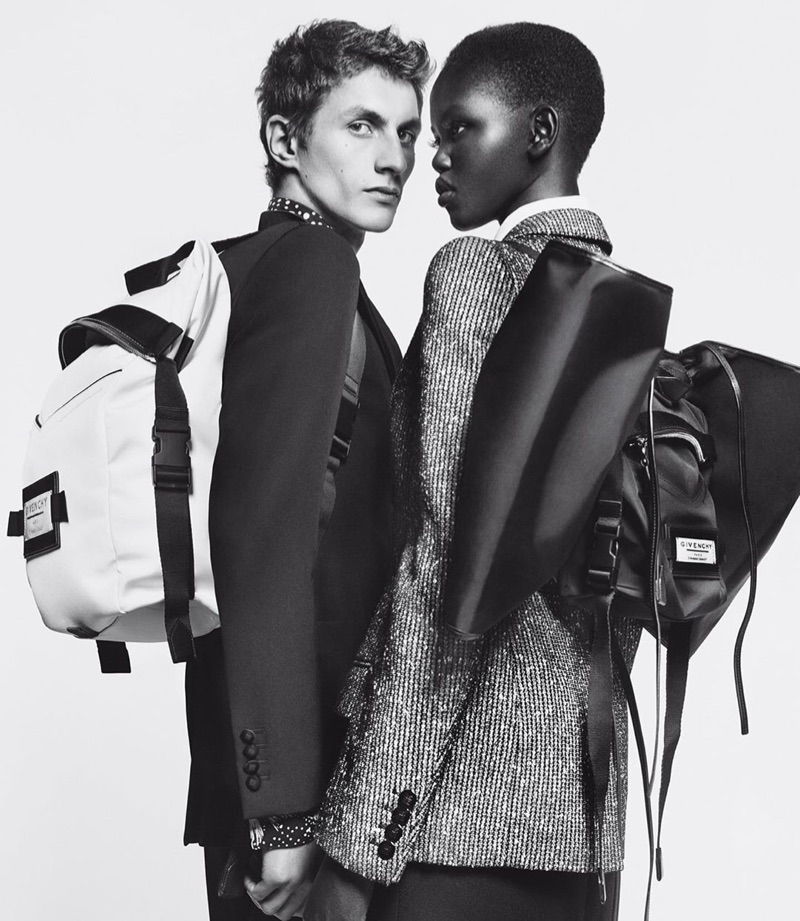 Henry Kitcher and Adut Akech front Givenchy's 2019 "Winter of Eden" campaign.