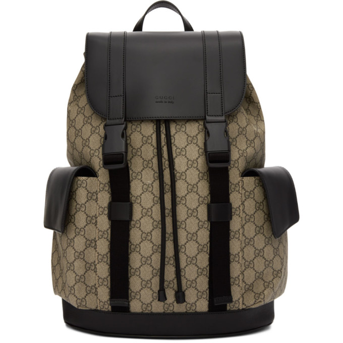 Gucci Beige and Black Soft GG Supreme Backpack | The Fashionisto