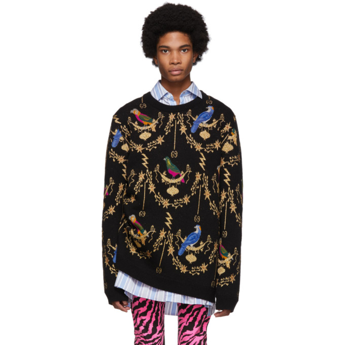 Gucci Black Voliere Jacquard Sweater | The Fashionisto
