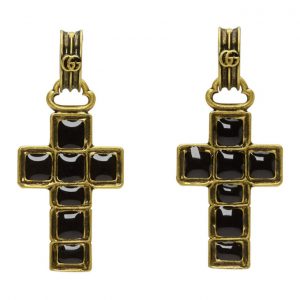 Gucci Black and Gold Cross Pendant Earrings Gucci Black and Gold Cross Pendant Earrings