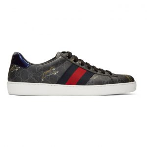 Gucci Black and Grey Supreme Ace GG Tiger Sneakers Gucci Black and Grey Supreme Ace GG Tiger Sneakers
