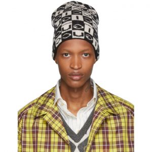 Gucci Black and Off-White Wool Checkerboard Beanie Gucci Black and Off-White Wool Checkerboard Beanie