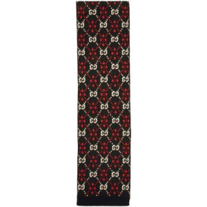 Gucci Black and Red GG Diamond Scarf Gucci Black and Red GG Diamond Scarf