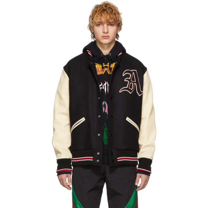 Gucci Black and White Patch Bomber Jacket | The Fashionisto