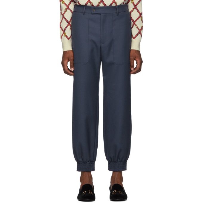 Gucci Blue Drill Patch Pocket Military Trousers | The Fashionisto