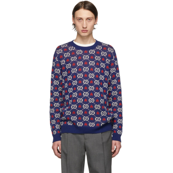 Gucci Blue GG Crewneck Sweater | The Fashionisto