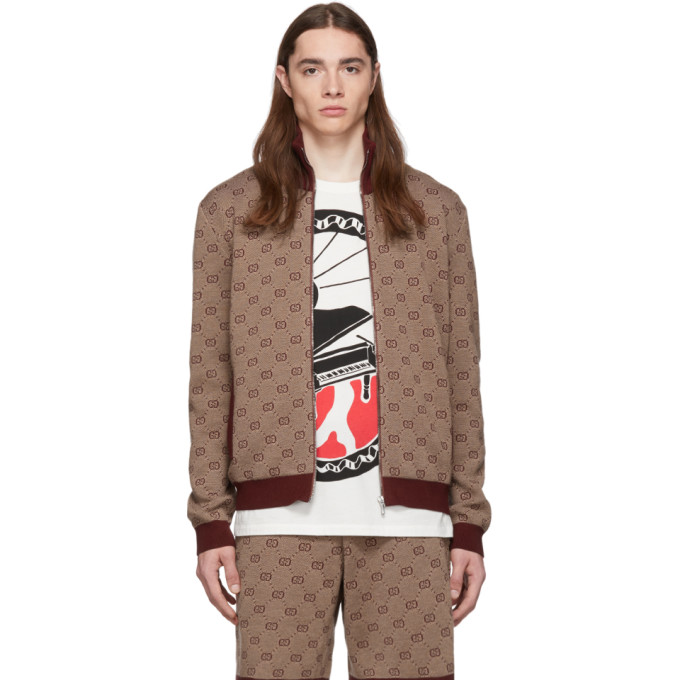 Gucci Burgundy GG Jacquard Knit Jacket | The Fashionisto