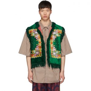 Gucci Green Floral Velvet Jacquard Vest Gucci Green Floral Velvet Jacquard Vest