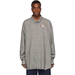 Gucci Grey Plaid Flying Pig Shirt Gucci Grey Plaid Flying Pig Shirt