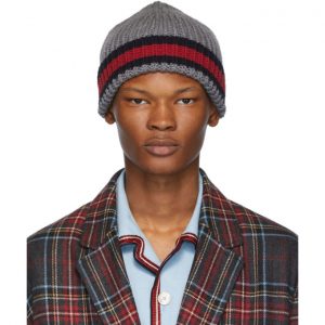 Gucci Grey Wool Web Beanie Gucci Grey Wool Web Beanie