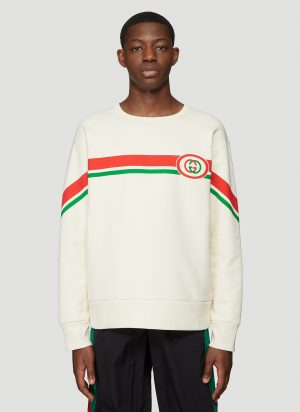 Gucci Logo Stripe Sweatshirt in White size S Gucci Logo Stripe Sweatshirt in White size S