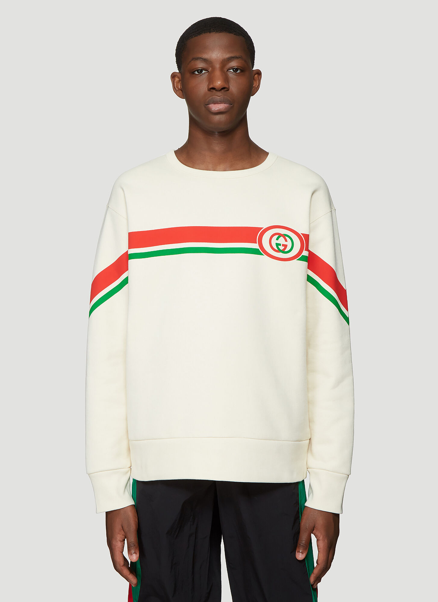 Gucci Logo Stripe Sweatshirt in White size S | The Fashionisto