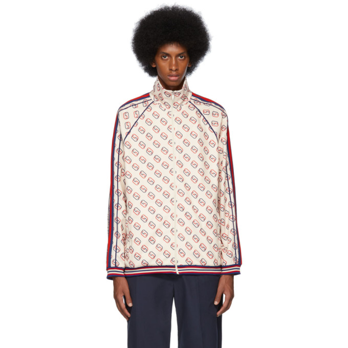 Gucci Off-White Interlocking G Print Zip-Up Sweater | The Fashionisto