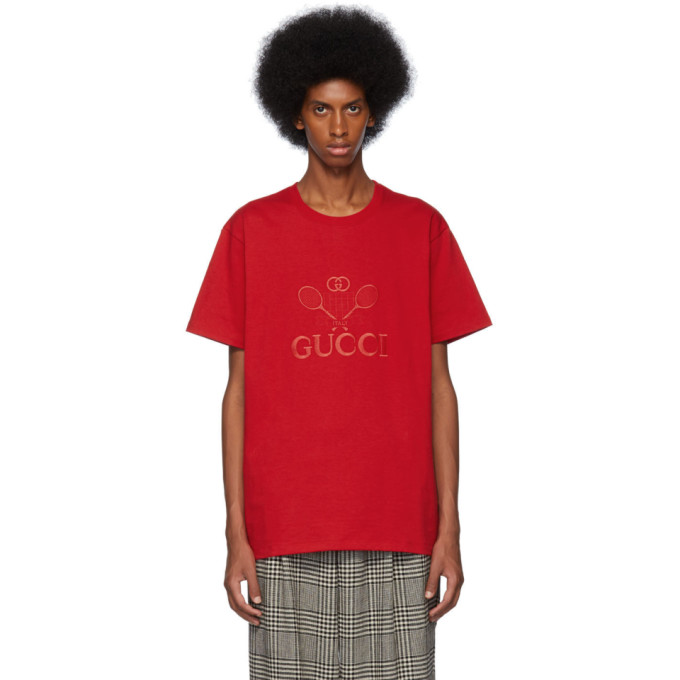 Gucci Red Oversized Tennis Club T-Shirt | The Fashionisto