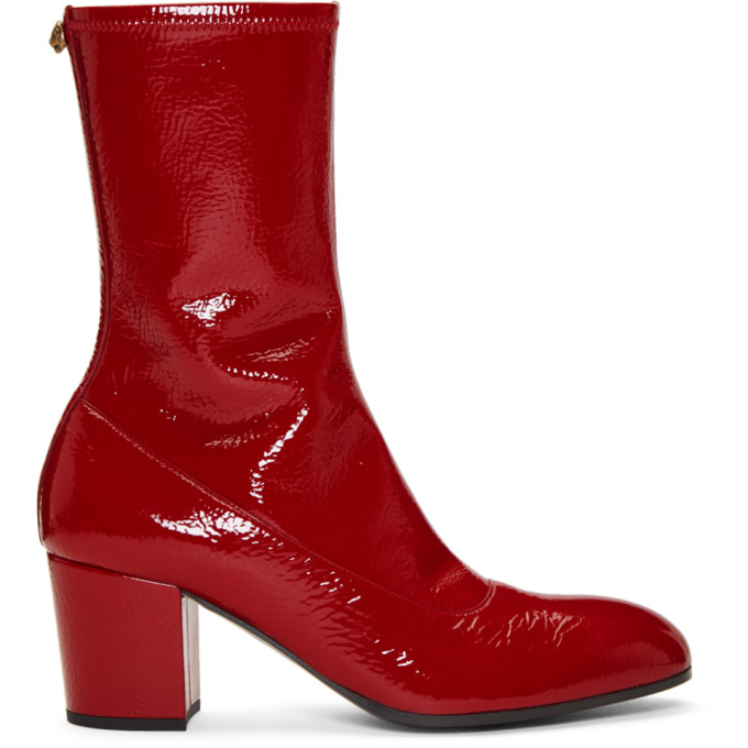 Gucci Red Patent Printyl Boots The Fashionisto