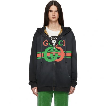 Gucci Reversible Black Logo Zip-Up Hoodie | The Fashionisto