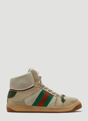 Gucci Screener Leather High-Top Sneakers in Beige size UK - 10 Gucci Screener Leather High-Top Sneakers in Beige size UK - 10
