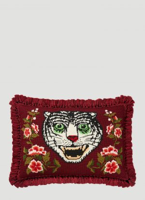 Gucci Tiger Needlepoint Cushion in Burgundy size One Size Gucci Tiger Needlepoint Cushion in Burgundy size One Size