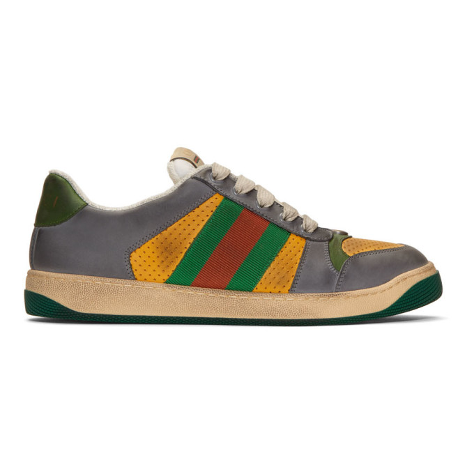 Gucci Yellow & Grey Screener Sneakers | The Fashionisto