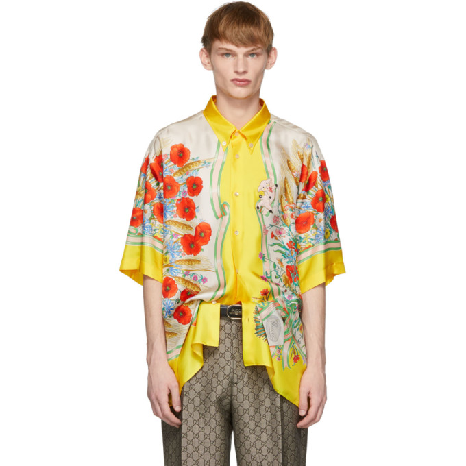 Gucci Yellow and White Silk Flowers Shirt | The Fashionisto
