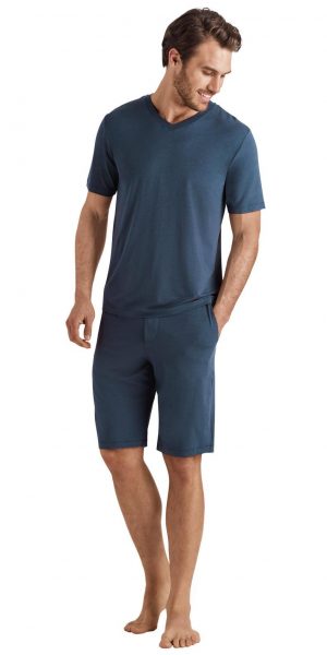 HANRO Casuals S/SLV Shirt V-Neck - Seaport S - 75035 HANRO Casuals S/SLV Shirt V-Neck - Seaport S - 75035