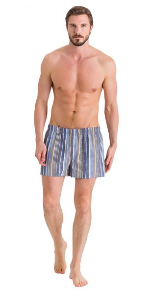 HANRO Fancy Woven Boxer - Yellow/blue Stripe L - 74013 HANRO Fancy Woven Boxer - Yellow/blue Stripe L - 74013
