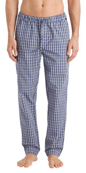 HANRO Night & Day Woven Lounge Pant - Blue Check S - 75436 HANRO Night & Day Woven Lounge Pant - Blue Check S - 75436