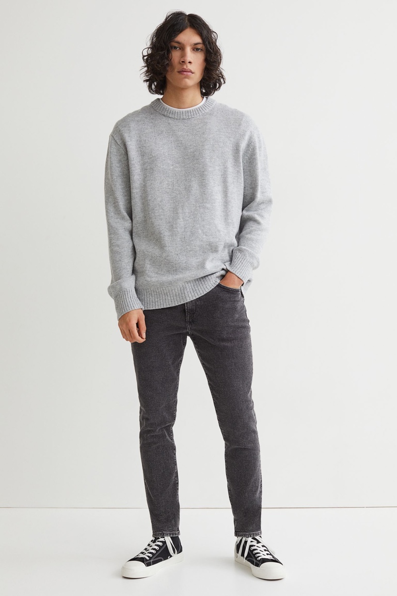 H&M Skinny Jeans Men Dark Gray