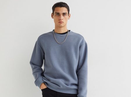 H&M Slim Jeans Men Black Sweatshirt Model